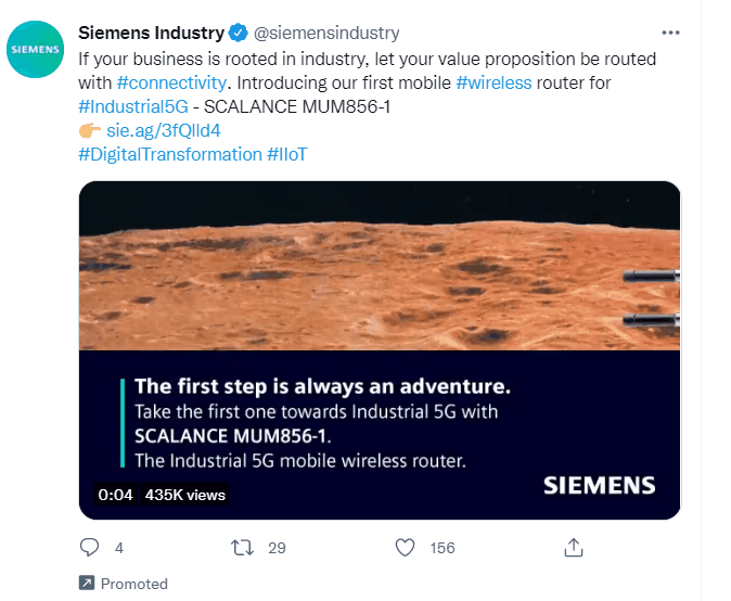 Siemens Twitter ad example