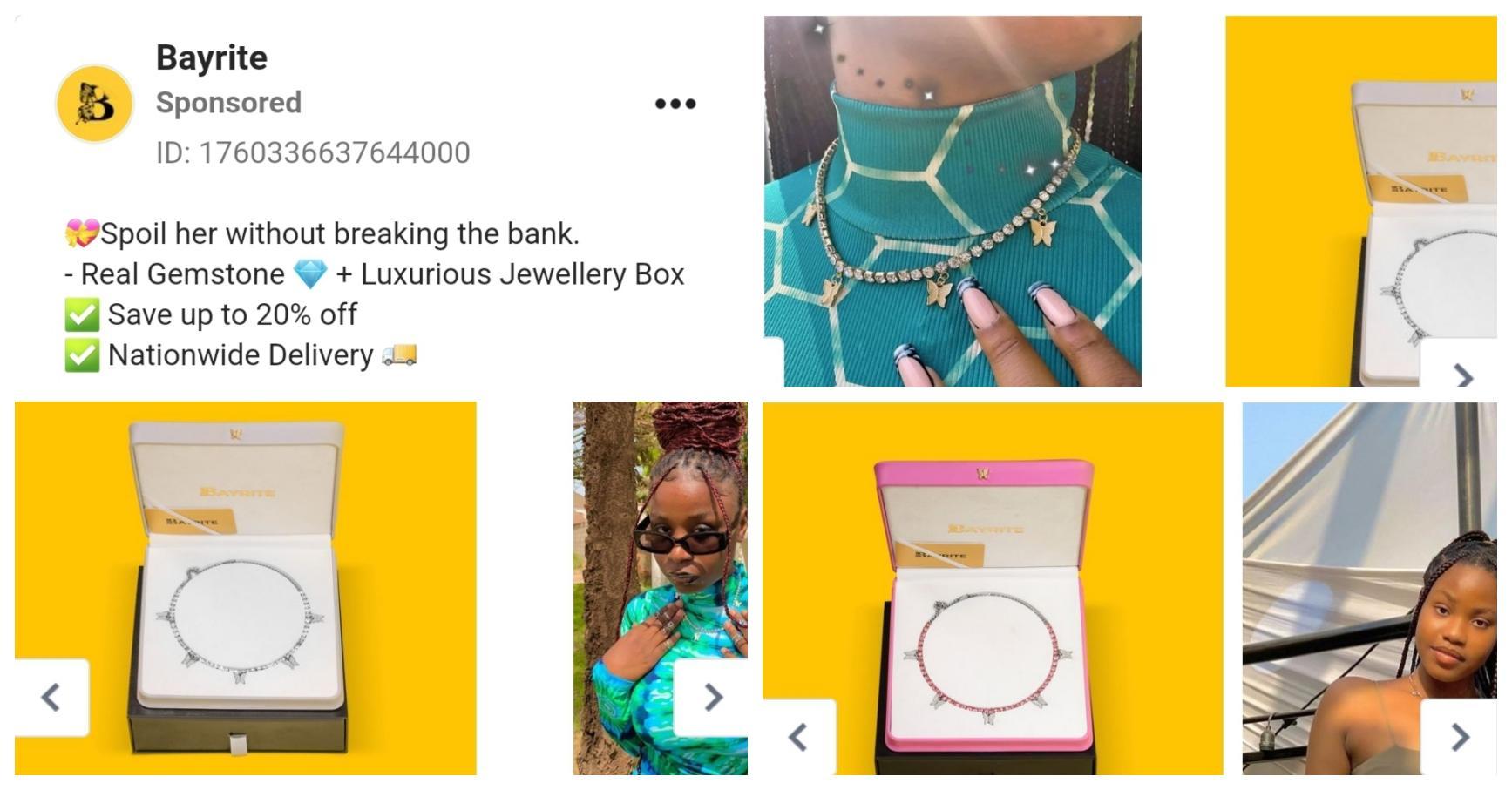 Facebook carousel ad example: Bayrite