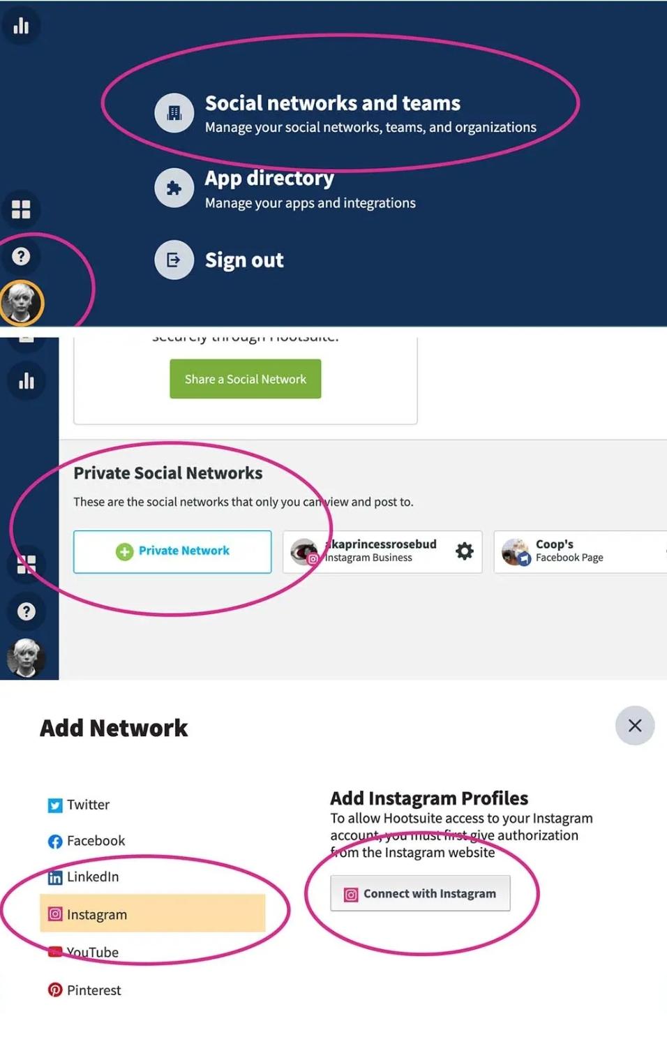 Adding a personal Instagram account to Hootsuite