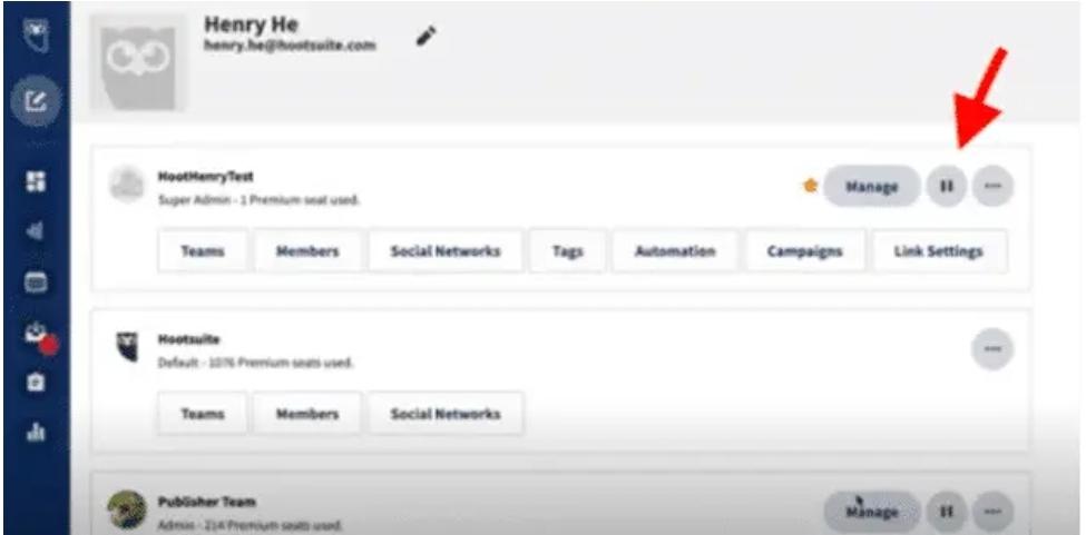 Pausing scheduled posts in Hootsuite planner