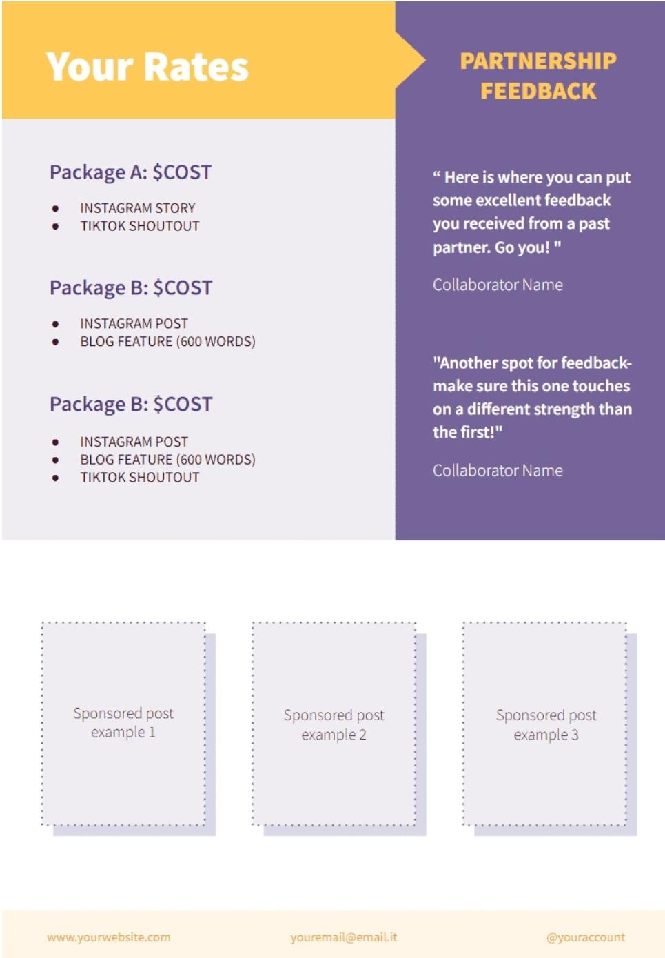 influencer media kit template preview