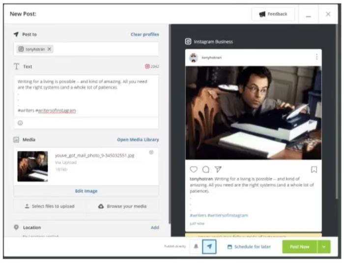 Creating an Instagram post with Hootsuite
