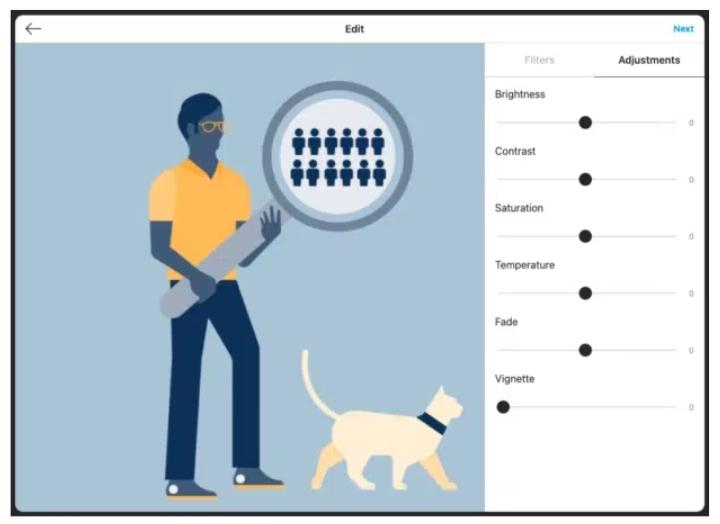 Posting on Instagram from a computer - editing the photo