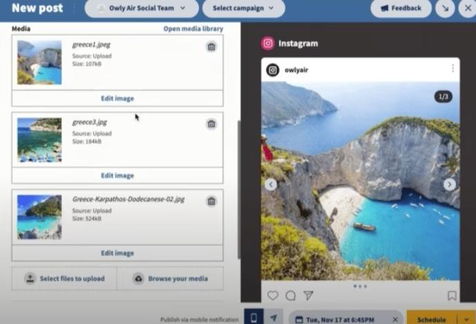 Posting a carousel to Instagram using Hootsuite