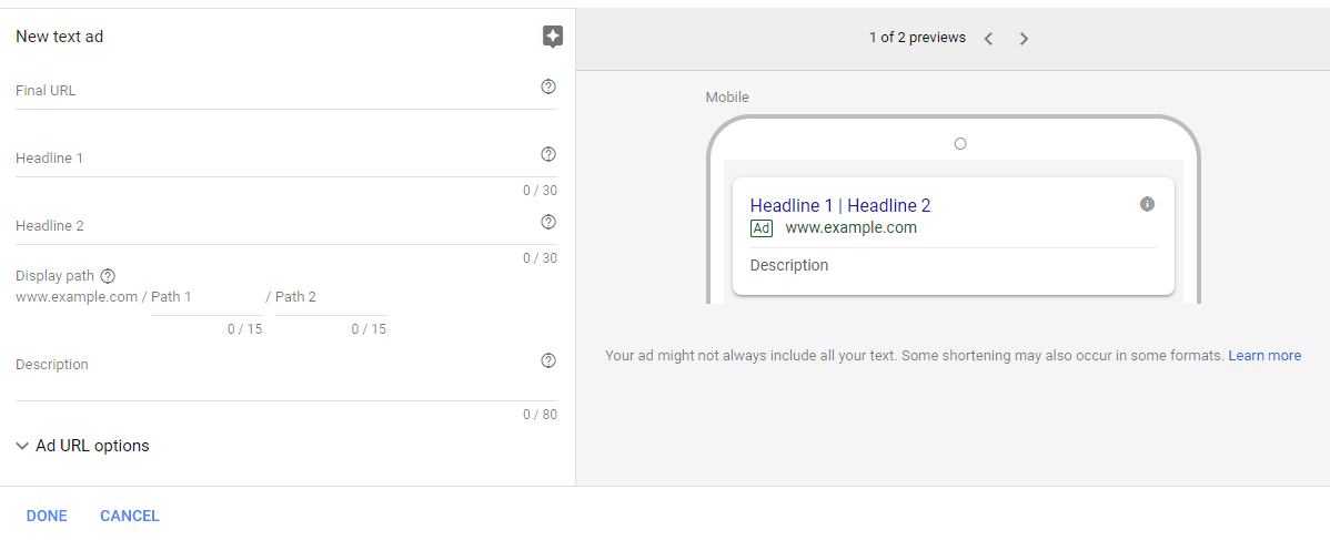 ad creation process in adwords