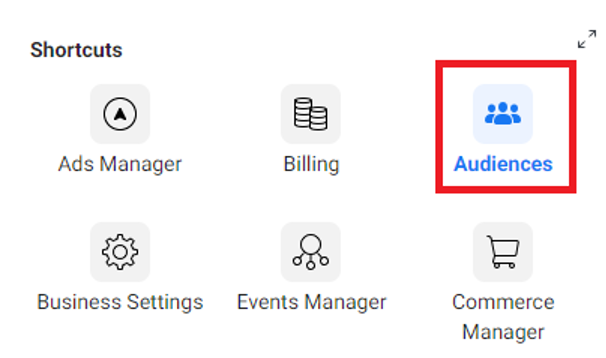 ads manager menu shortcut audience