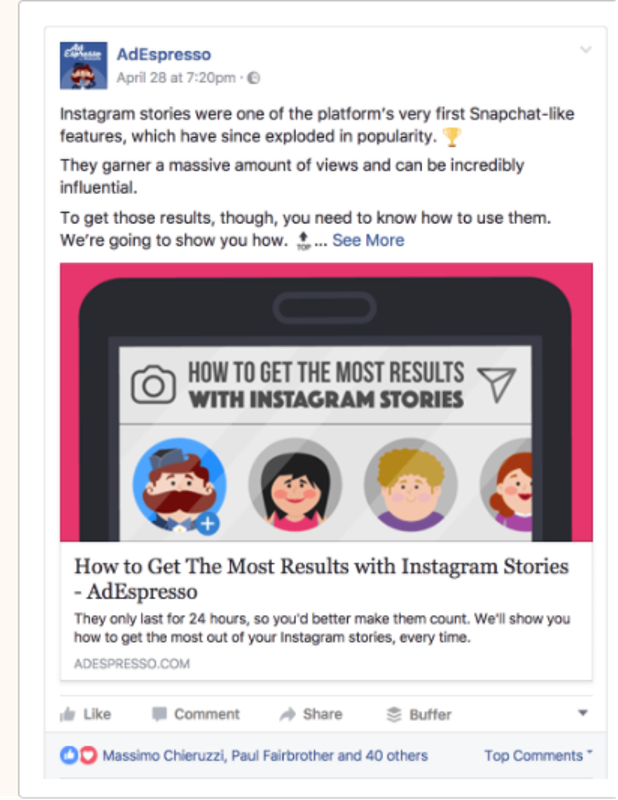 AdEspresso boosted post sponsored
