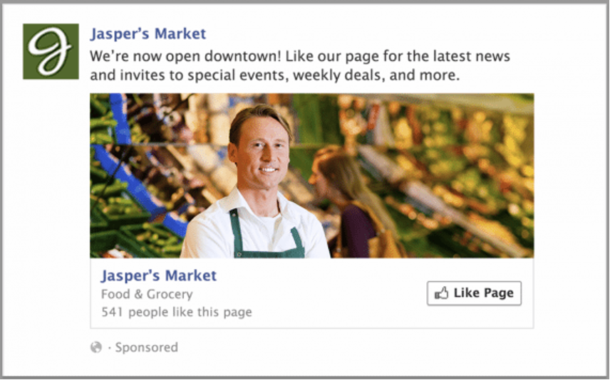 Jasper's Market page likes ad