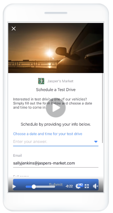 Jasper's Market lead ad schedule test drive