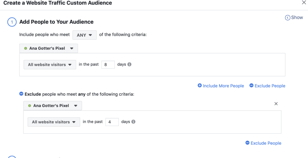 Facebook ad custom audience creation