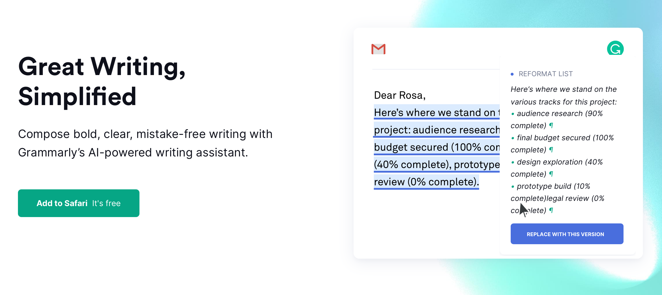 Grammarly's automated suggestions