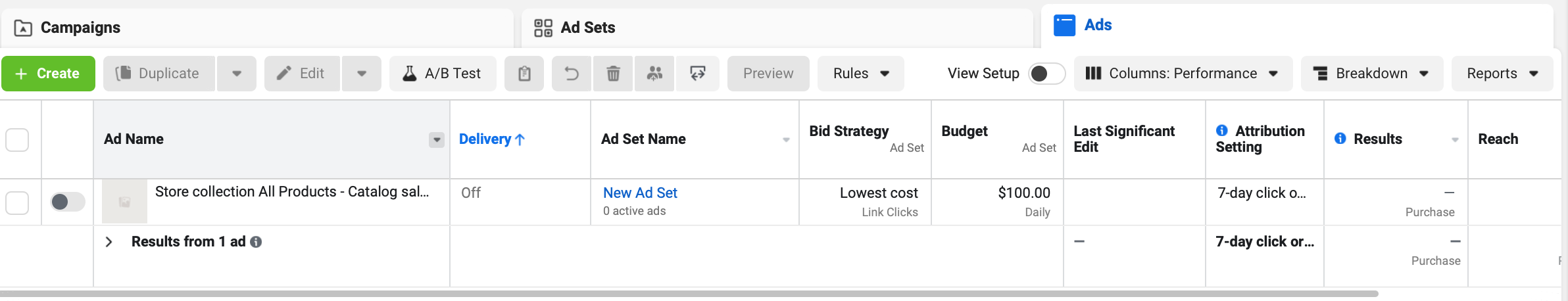 Facebook ad report for audit
