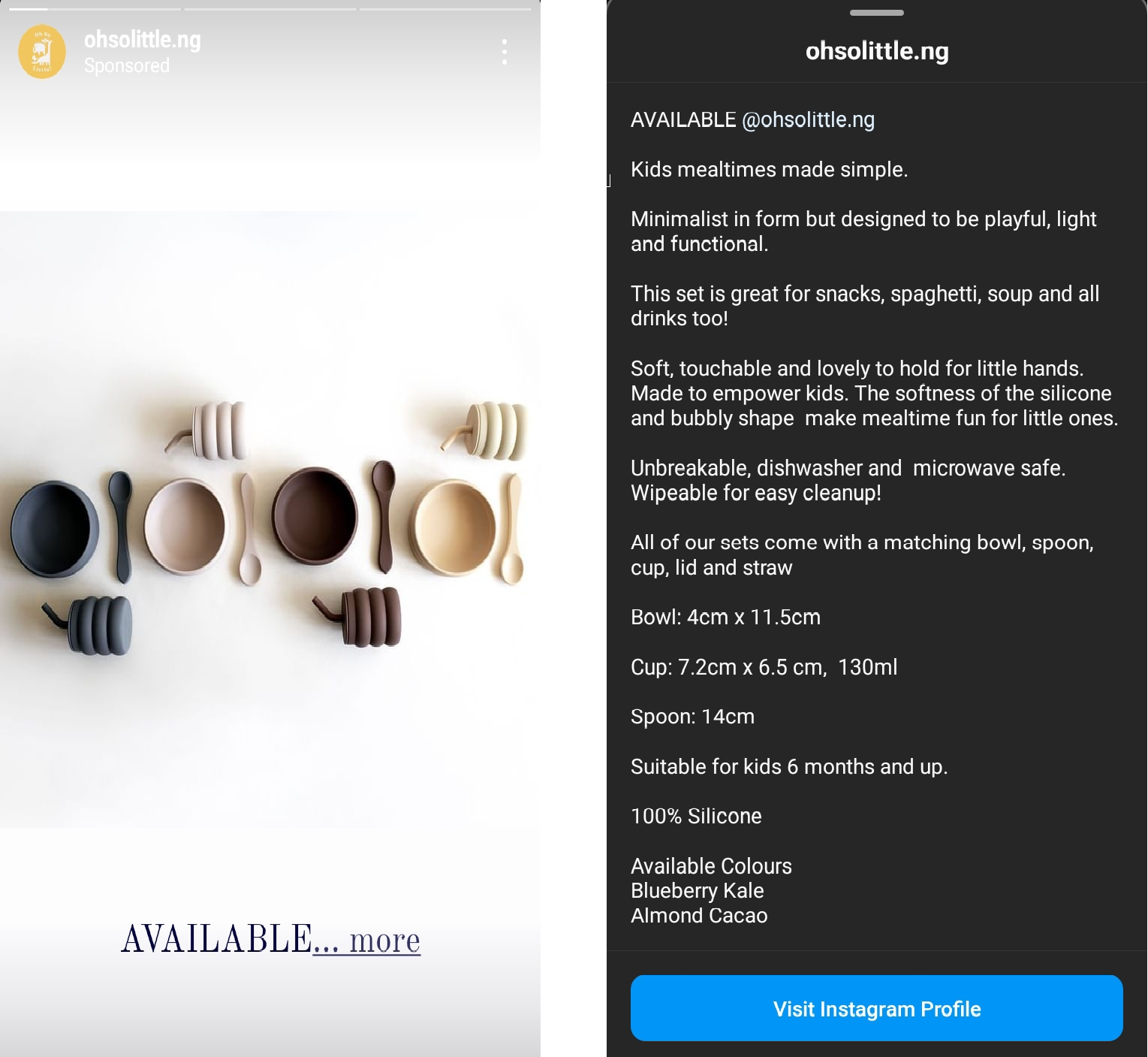 Instagram story ad example from children's accessories brand Oh So Little