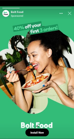 Facebook story ad example - Bolt Food