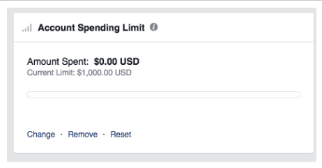 Account spending limit view in Facebook Ads Manager