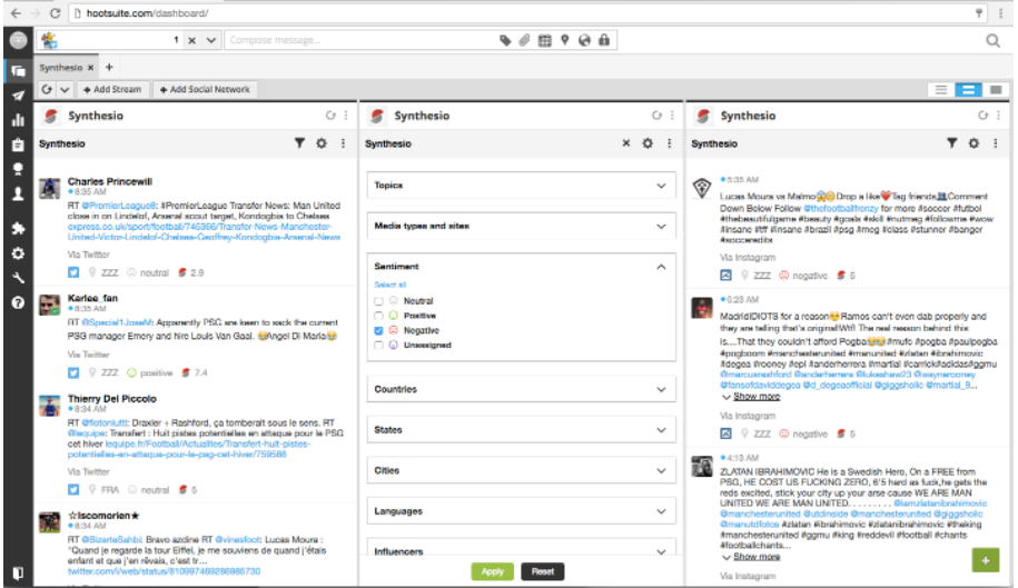 Synthesia social listening dashboard