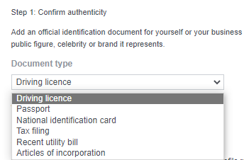 Filling in verification request: Submitting document to confirm identity