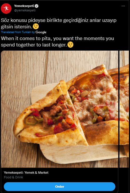 Twitter ad from Yemeksepeti