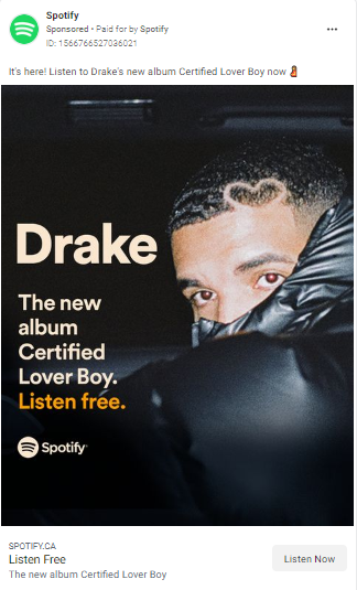 Facebook image ad example: Spotify