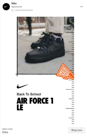 Facebook image ad example: Nike